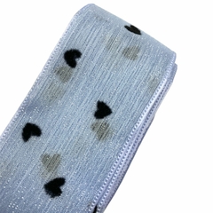 Fita voal/organza coração 40mm - Azul (3 mts)