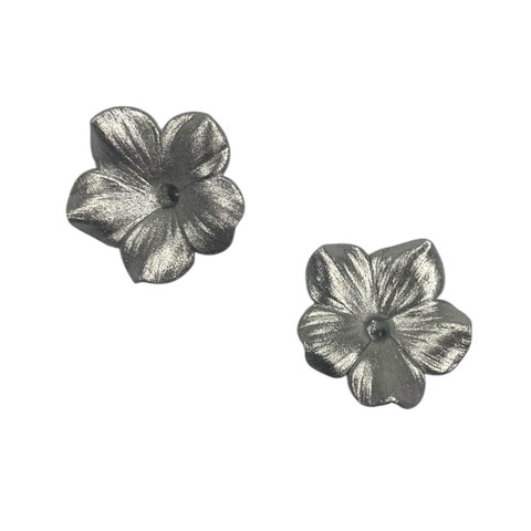 Aplique Natal Flor de porcelana fria 5 pétalas - 2,5cm (4 unid.) - Prata