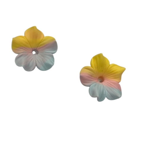 Aplique Natal Flor de porcelana fria 5 pétalas - 2,5cm (4 unid.) - Candy colors (mod. 2)