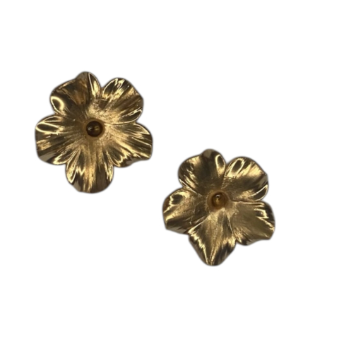 Aplique Natal Flor de porcelana fria 5 pétalas - 2,5cm (4 unid.) - Dourada