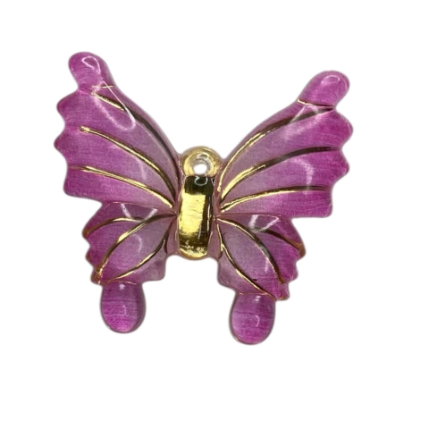 Aplique/pingente borboleta 3,0cm - Rosa bebê com branco (unid.) acrílico