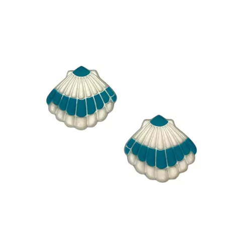 APLIQUE CONCHA BRANCA/AZUL emborrachado (3 unidades)