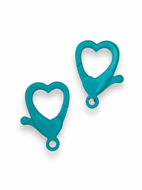 FECHO LAGOSTA CORAÇÃO - PLÁSTICO (10 unidades) - VERDE ÁGUA ESCURO