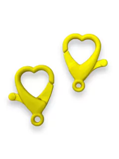 FECHO LAGOSTA CORAÇÃO - PLÁSTICO (10 unidades) - AMARELO GEMA
