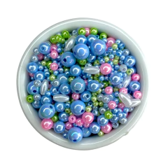 Mix de miçangas e pérolas - Azul (50 gr.)