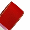 Fita gorgurão Yama bordinha dourada 38mm (5 mts) vermelho