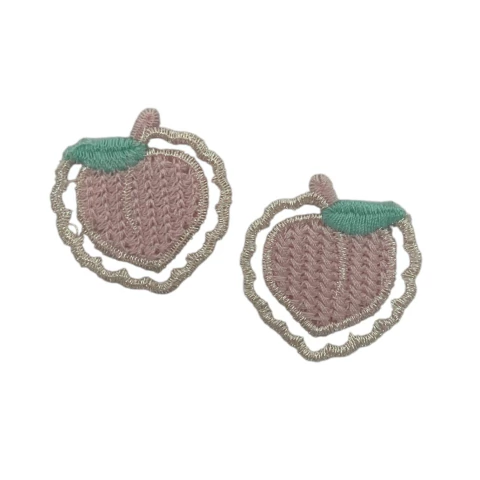 Aplique pêssego estilo bordado (2 unid.)