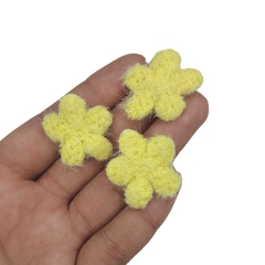 APLIQUE FLOR PELINHO (3 unidades) - AMARELO