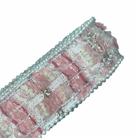 Fita Tweed borda de pérolas 38mm (metro)