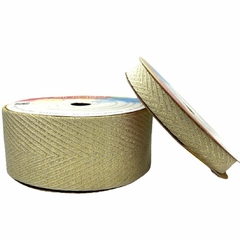 Fita Sinimbu chevron com brilho (rolo 10 mts) - Cru