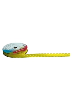 Fita Sinimbu bordinha pompom (rolo 10 mts) - Amarelo pesp. branco - comprar online