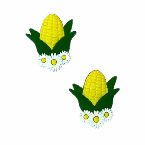 Aplique junino espiga de milho com margaridas (2 unid.) - emborrachado