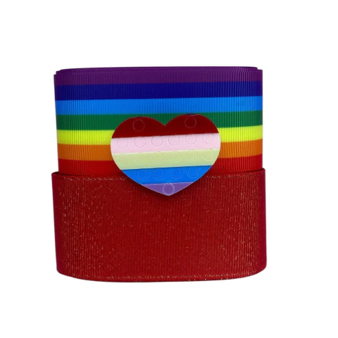 Kit 2 mts de fita + 1 aplique coração acrílico