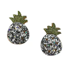 APLIQUE ABACAXI GLITTER (2 unidades) - Prata