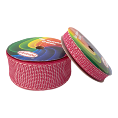Fita pespontada textura sinimbu - rosa escuro pesp rosa (rolo 10 mts)