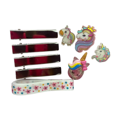 Kit 4 Hair Clips Unicórnios