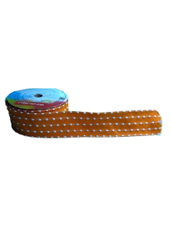 Fita Sinimbu bordinha pompom (rolo 10 mts) - Laranja pesp. branco - Mania de Fitas