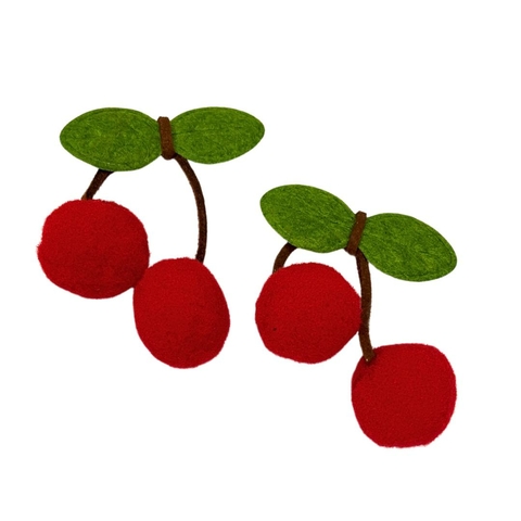 Aplique cereja pompom - vermelha (2 unid.)