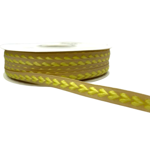 Fita importada corações relevo - 10mm (3 metros) - Amarelo