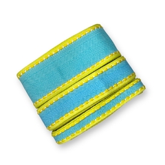 KIT FITA PESPONTADA COLORIDA SINIMBU - AZUL FROZEN COM AMARELO (3 TAMANHOS) - 2 MTS DE CADA
