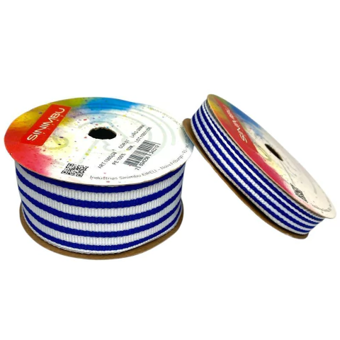 Fita Sinimbu jeans listrada (rolo 10 mts) - Azul