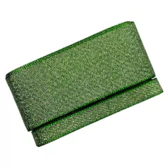 Kit fita cetim lurex sinimbu 10/38mm - verde (2 tamanhos) - 2 mts de cada