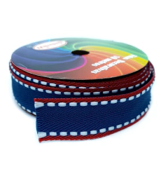 Fita pespontada sinimbu - azul marinho com vermelho (rolo 10 mts) na internet