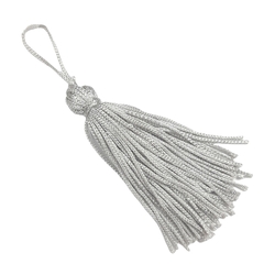 PINGENTE TASSEL POLIESTER - 9,5CM (5 UNIDADES) - CINZA