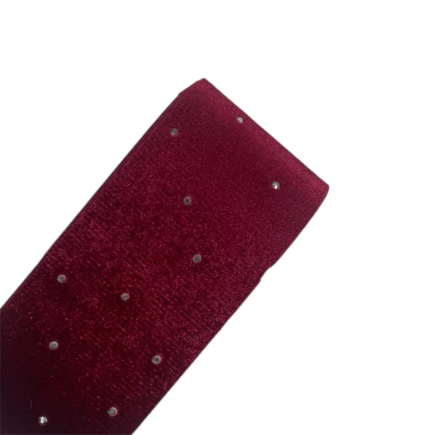 Fita de veludo com strass 38mm (metro) - Vinho