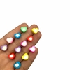 Miçanga (fimo) - Coraçõezinhos coloridos com branco 10mm - (30 unidades)