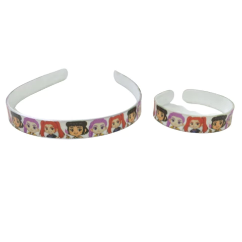 KIT TIARA E PULSEIRA ACRILICO MENINAS K-POP HUNTRIX - 1 UNIDADE DE CADA