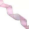 Fita voal/organza Sanding bordinha dourada (peça 5 metros) - Rosa bebê