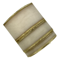 Kit fita organza Sinimbu (6 mts) - marfim bordinha dourada