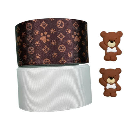 Kit 2 mts de fita + 2 apliques ursinho corpinho