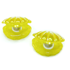 APLIQUE CONCHA COM PÉROLA DENTRO - RESINA (3 unidades) - AMARELO