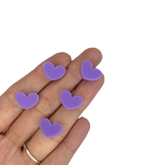 Aplique mini coração Lilás (10 unid.) Acrílico