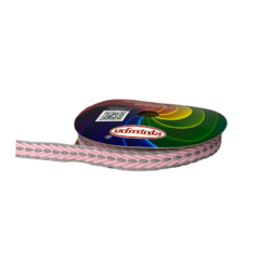 Fita sinimbu pespontada - rosa e cinza (rolo 10 mts) - comprar online