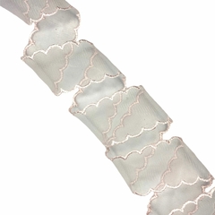 Fita importada voal/organza escalope (3 metros) - Rosa bebê