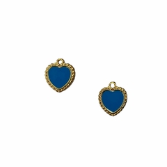 PINGENTE CORAÇÃO COLORIDINHO METAL (3 unidades) - AZUL TURQUESA