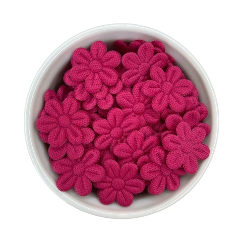 MINI FLORZINHA DE TECIDO - 2cm (pct com 20 unidades) - ROSA ESCURO