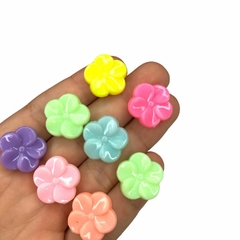 Miçanga - Flor relevo coloridinha (25 gramas) 19mm