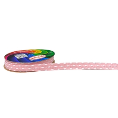 Fita Sinimbu bordinha pompom (rolo 10 mts) - Rosa pesp. branco - comprar online