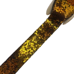 Fita importada paetê lantejoulas 38mm (metro) - Dourado