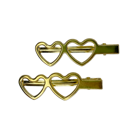 Bico de pato decorativo - Dourado (5 unid.) - Dois corações