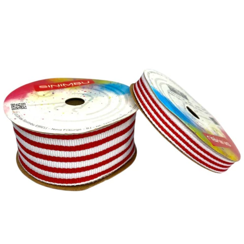 Fita Sinimbu jeans listrada (rolo 10 mts) - Vermelha