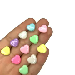 Miçanga - corações candy colors achatado 11mm - 25 gramas