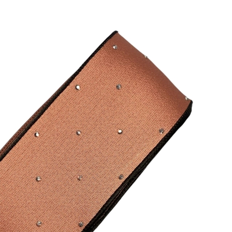 Fita de cetim com strass 38mm (3 metros) - Rosé