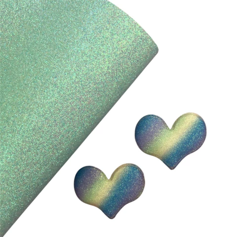 Kit 1 lonita glitter fino verde + 2 apliques