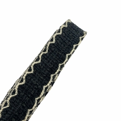 Fita importada de tecido e babadinho 22mm (3 metros) - Preto