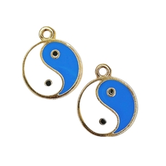 PINGENTE YIN YANG - METAL DOURADO (3 unidades) - AZUL